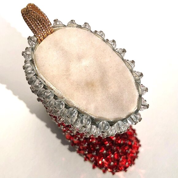 Vintage Push Pin Christmas Ornament Santa's Boot Handcrafted Red Sequins Beaded - Picture 13 of 14